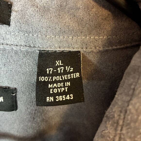 Van Heusen Gray Soft Suede Shirt Men XL 17-17.5 Polyester Long Sleeve Button Up - Picture 4 of 5